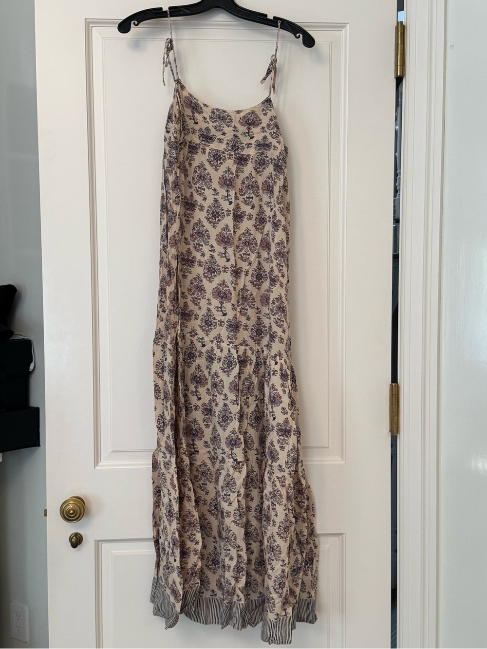 Bohemian Floral Maxi Dress in Beige and Purple Natalie Martin